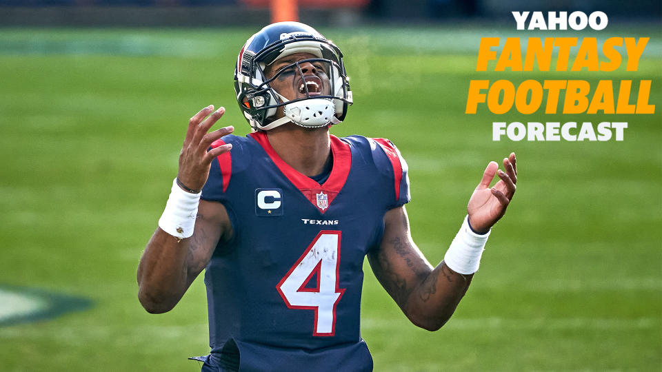 Houston Texans QB Deshaun Watson suits up this weekend against the Indianapolis Colts. How much longer will the star quarterback start in a lost season for Houston? (Photo by Robin Alam/Icon Sportswire via Getty Images)