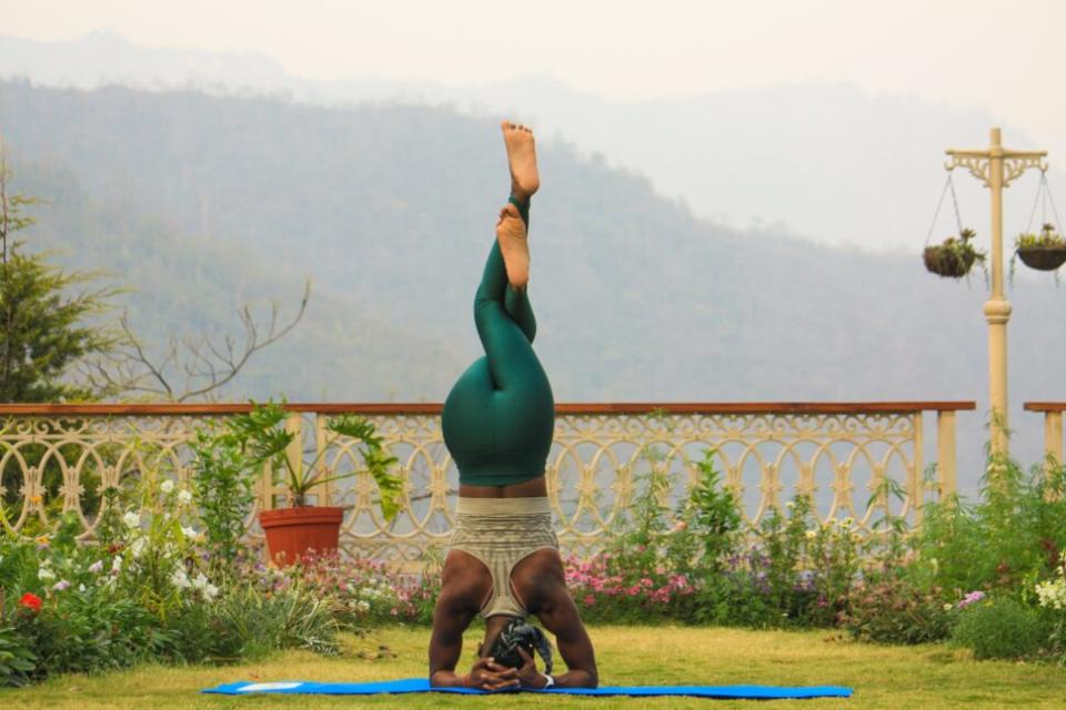 woman doing yoga pose