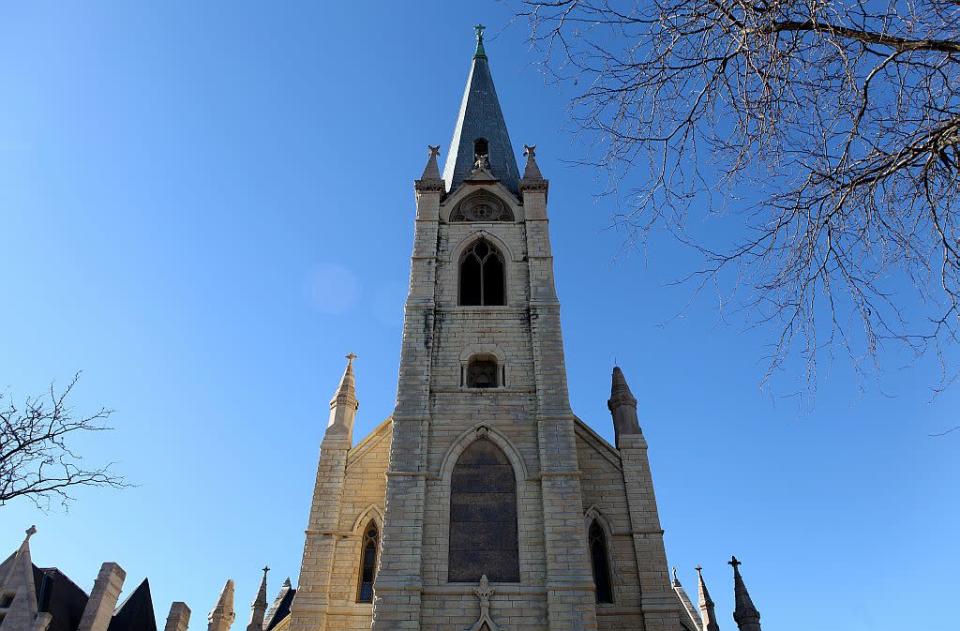 The historic, 132-year-old St. James Catholic Church in Chicago, Illinois, United States.