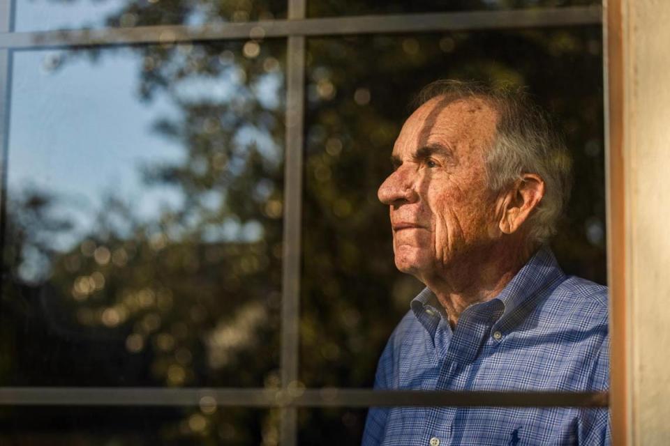 Darwin Payne, a former Dallas Times Herald reporter and professor emeritus at Southern Methodist University, was one of the first reporters on scene covering the assassination of President John F. Kennedy on Nov. 23, 1963. Now, 60 years later, Payne, 86, reflects on his experience being on scene at Dealey Plaza covering that fateful day in his book, “Behind the Scenes: Covering the JFK Assassination.” Chris Torres/ctorres@star-telegram.com