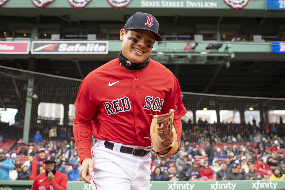 BOSTON, MA - APRIL 5: Yu Chang #20 of the Boston Red Sox takes the field for a game against the Pittsburgh Pirates on April 5, 2023 at Fenway Park in Boston, Massachusetts. (Photo by Maddie Malhotra/Boston Red Sox/Getty Images)