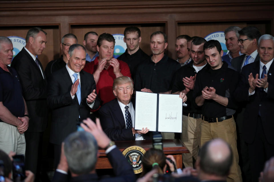 President Donald Trump with supporters