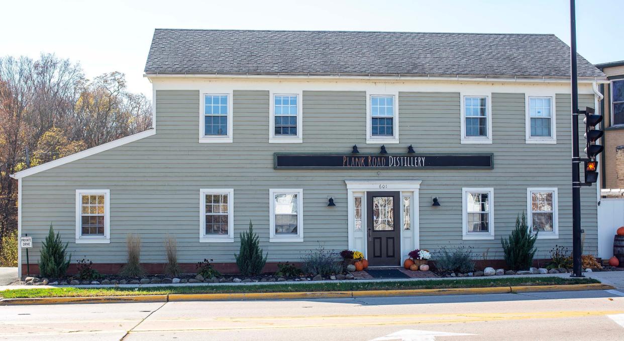 The oldest standing structure in the city of Plymouth was built by Martin M. Flint in 1846. It was originally a home and an inn with stagecoach stops before the Wade House in Greenbush was constructed around 1849. For many years, the building was used as a blacksmith shop. The building was restored in the 1990s and today is home for Plank Road Distillery.