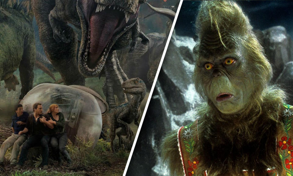 Jurassic World: Fallen Kingdom holds the top spot as The Grinch reenters the chart