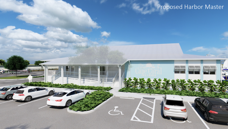 Renderings and concept art for the final site plan for the Cape Coral Yacht Club Master Plan. Presented to the city council on Jan. 17, 2024.