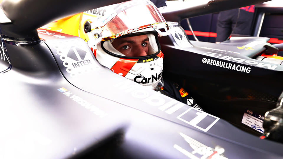 Max Verstappen waits to get on track during qualifying for the Mexican Grand Prix.