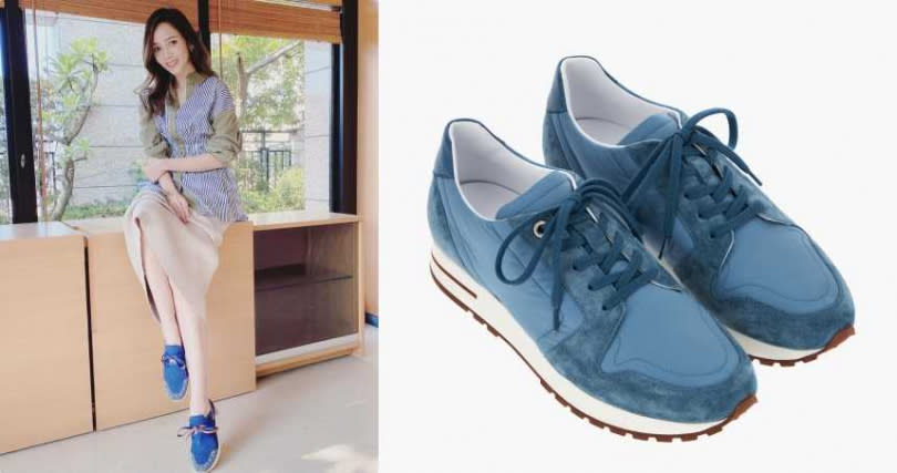 Loro Piana女士My Wind水藍色休閒鞋／30,200元(圖／翻攝自侯佩岑IG、品牌提供)