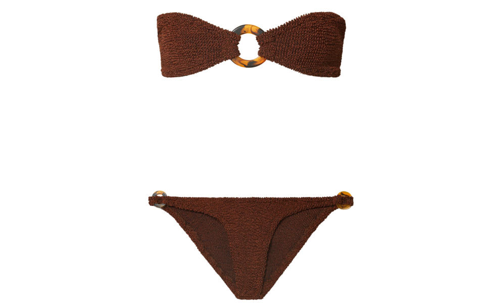 Hunza G 'Gloria' Embellished Seersucker Bandeau Bikini