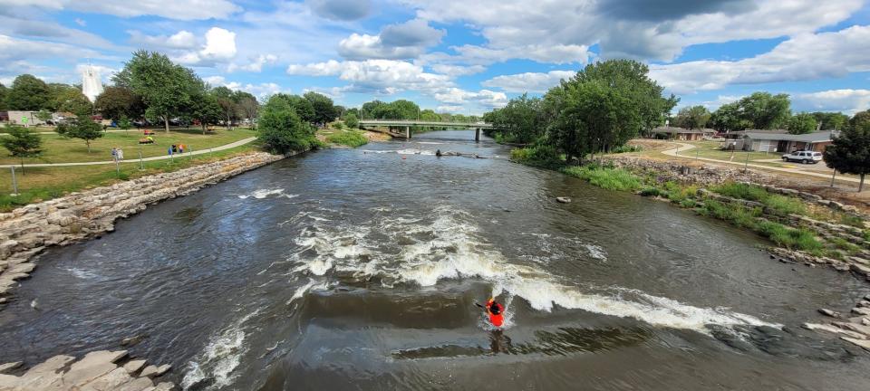 RAGBRAI riders cooled off in the Cedar River on RAGBRAI XLIX in 2022.