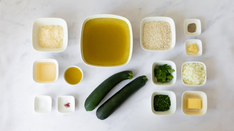 ingredients for the saffron zucchini risotto 