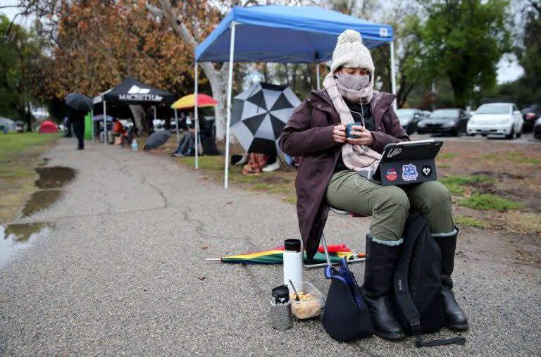 Jan. 29, 2020: Encino, California, teacher Lily Gottlieb waits on a standby line hoping to receive a leftover COVID-19 vaccine doses that would otherwise expire and be tossed out. (Getty Images)