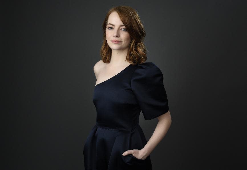 Emma Stone posa para un retrato en el Almuerzo de Nominados de la 89a entrega de los Premios de la Academia en el Hotel Beverly Hilton el lunes 6 de febrero de 2017 en Beverly Hills, California. (Foto Chris Pizzello/Invision/AP)