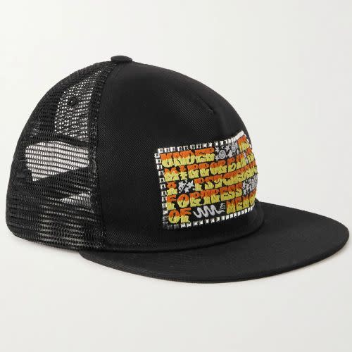 Embellished Cotton-Blend Twill and Mesh Trucker Cap