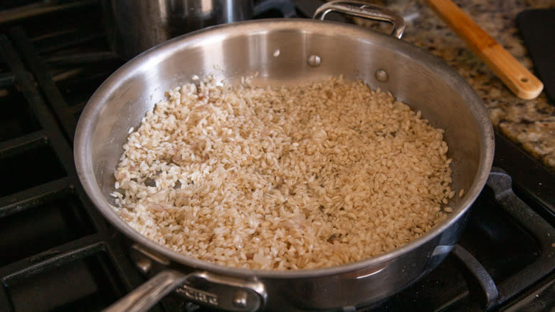 toasting rice in skillet