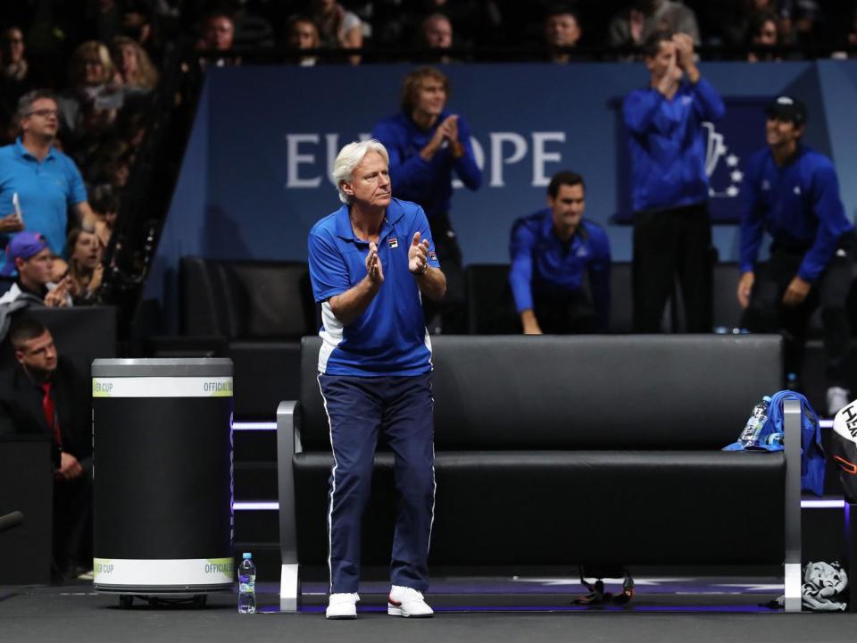 Captain Bjorn Borg watches on from the sideline (Getty)