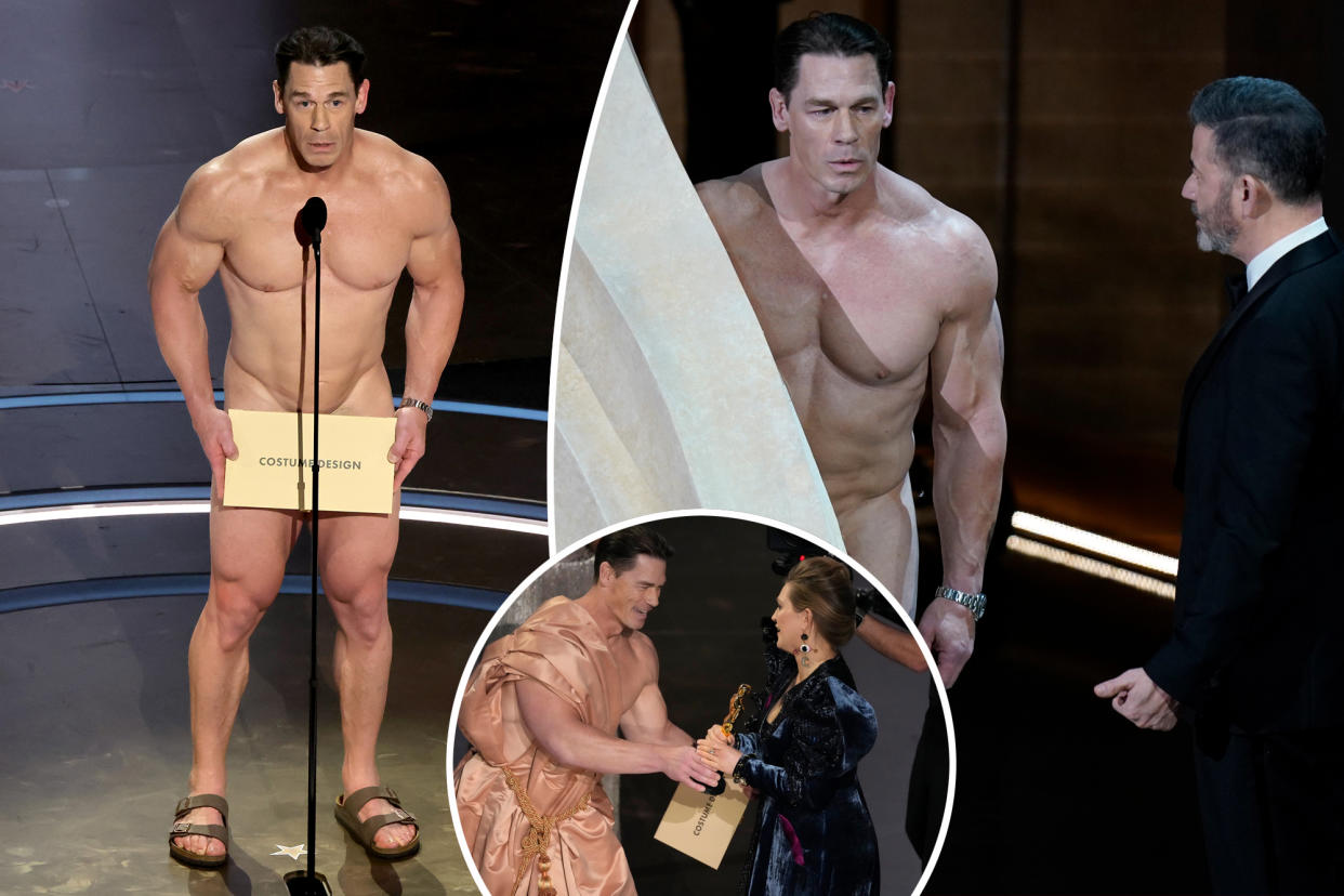 Wrestling icon John Cena bared it all Sunday during the 2024 Oscars when he presented the award for Best Costume Design.