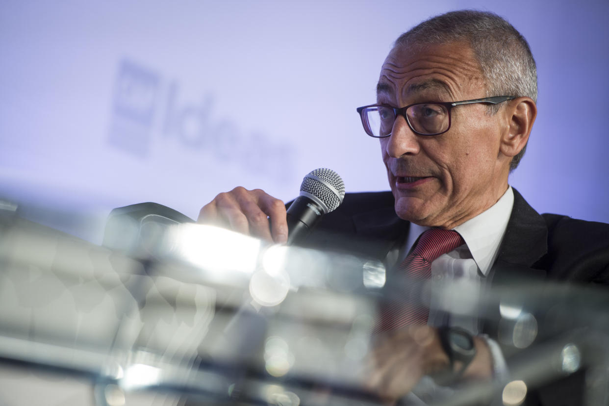UNITED STATES - MAY 15: Chair and Counselor of the Center for American Progress (CAP) John Podesta speaks on a panel at the CAP 'Ideas' conference Tuesday May 15, 2018. (Photo by Sarah Silbiger/CQ Roll Call)