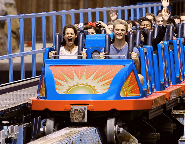 Disneyland brings out the inner child in everyone. That's certainly the case for 36-year-old Katie Holmes, who had a fun-filled day on Sunday at the happiest place on Earth with her daughter, 9-year-old Suri Cruise. Check out Katie enjoying the rides with the look of pure joy on her face. Splash News <strong>WATCH: Is Scientology Keeping Tom Cruise From Seeing Suri?</strong> Decked out in casual jean shorts, Katie also Instagrammed about her day with her daughter. "Nothing like a day @disneyland #weareblessed," Katie wrote. Interestingly enough, today marks the three-year anniversary of the former <em>Dawson's Creek</em> star filing for divorce from Suri's father, 52-year-old Tom Cruise, in 2012. <strong>WATCH: Jamie Foxx Sets the Record Straight on Katie Holmes Dating Rumors</strong> Earlier this month, Tom made headlines when he was photographed with his assistant on the set of his new film <em>Mena</em>, who happens to bear a striking resemblance to Katie. Watch below:
