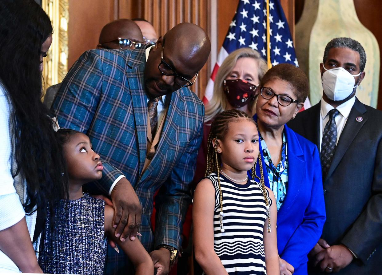 Members of George Floyd's family met with President Joe Biden and lawmakers to mark the anniversary of Floyd's death.