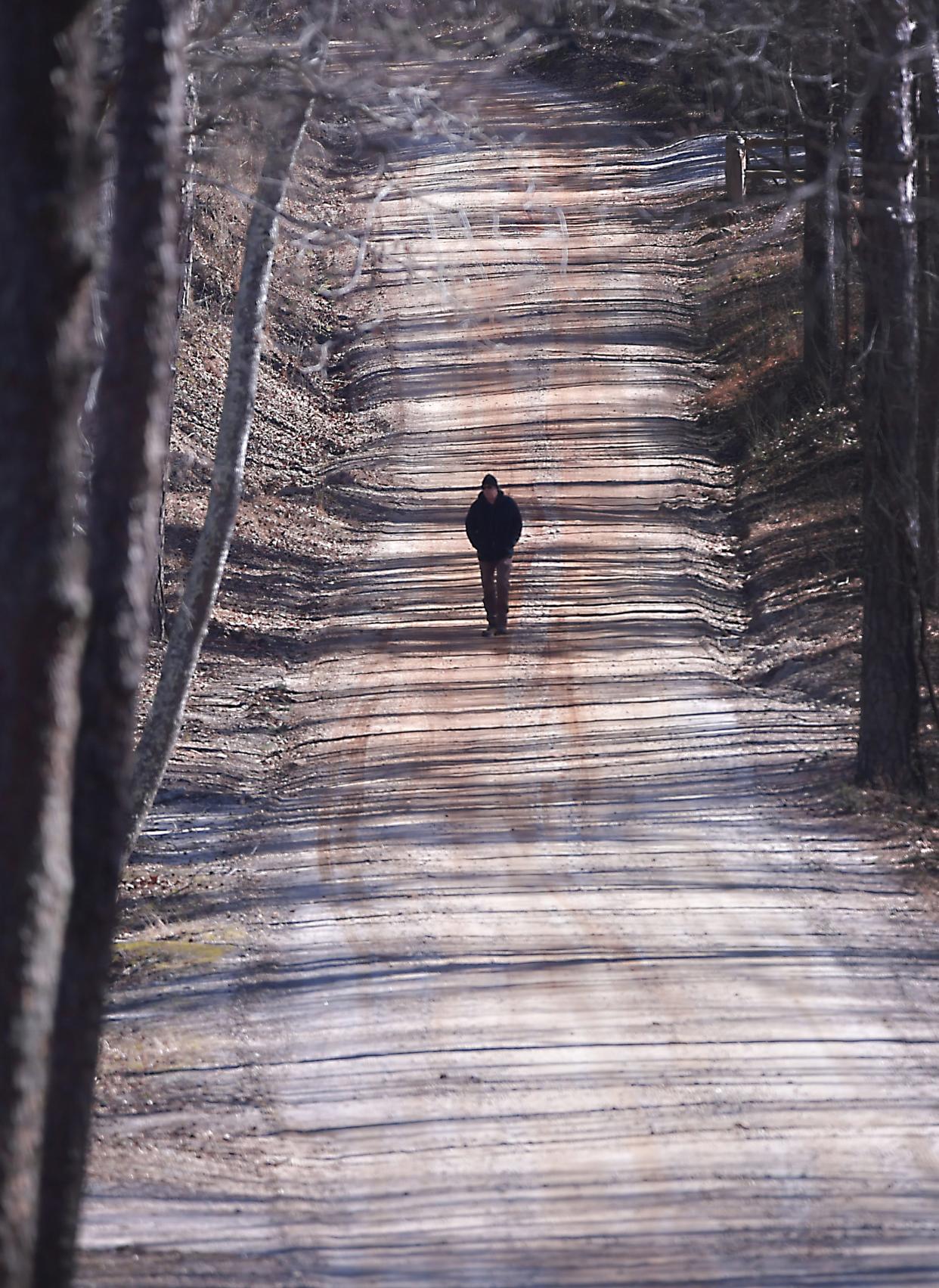 Even with the drop in temperature during the last few days; some people still find time to take a 
quiet walk. This was the case on Jan. 17, 2024 on the trails and roads at Camp Croft State Park.