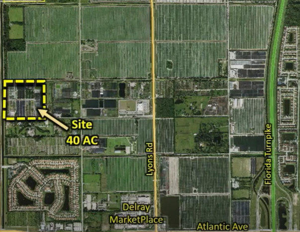Map shows the site for a warehouse/distribution center in the Ag Reserve. If approved, the building potential could be 763,000 square feet.