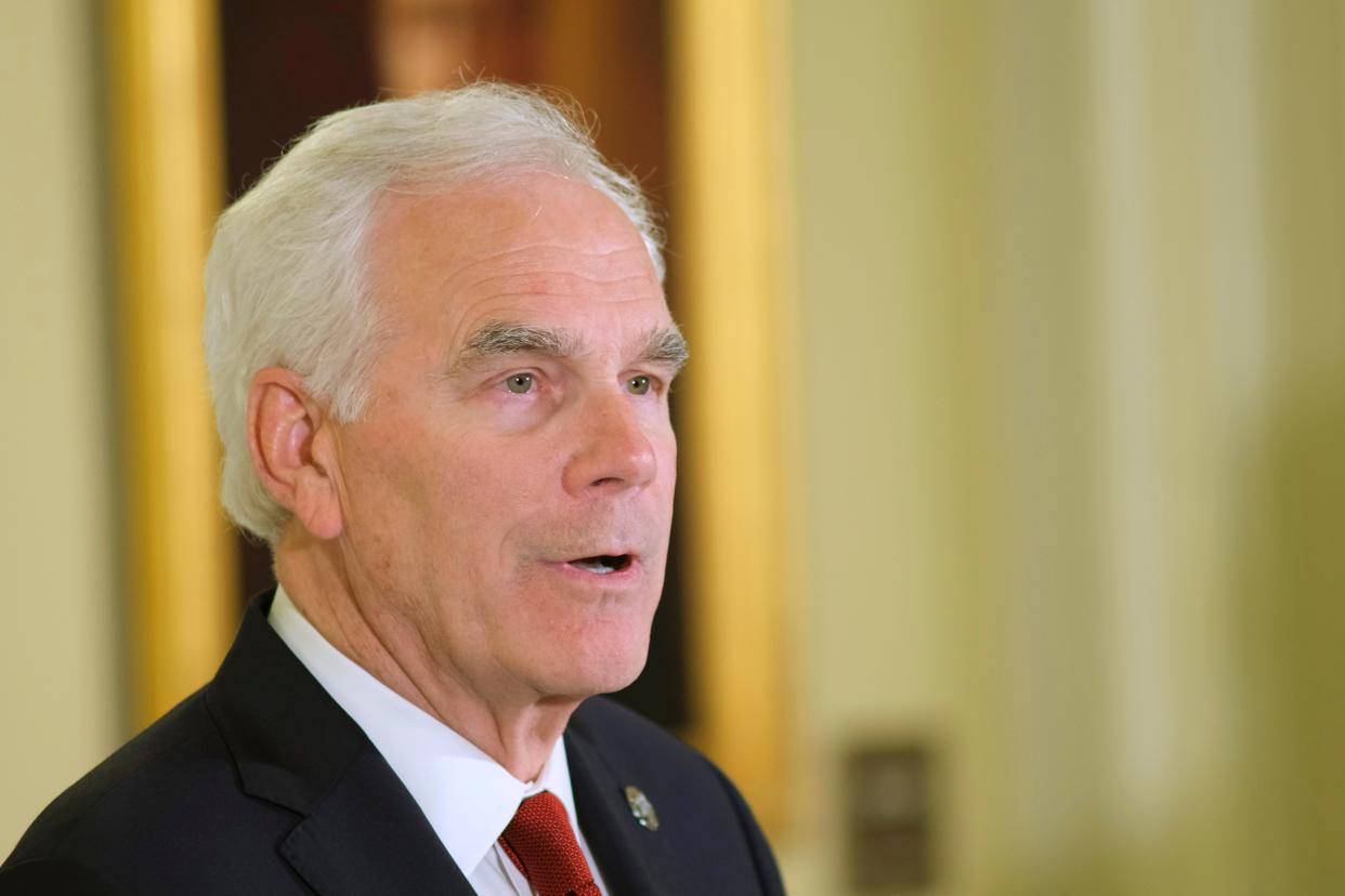 Oklahoma Attorney General John O'Connor is pictured June 24, 2022, during into a news conference in the Blue Room at the Capitol about the Supreme Court ruling to overturn Roe v. Wade.