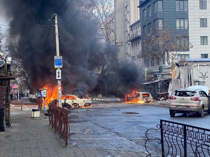 Aftermath of a Russian military strike in Kherson