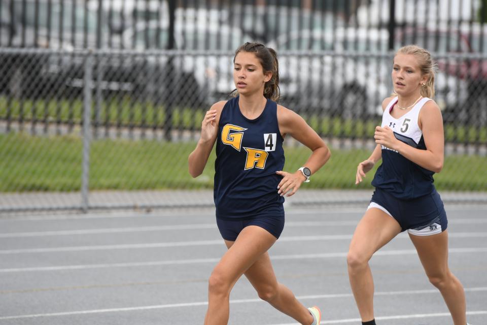 Claire Paci of Greencastle-Antrim competes at the 2022 Mid-Penn Track and Field Championships, which took place at Chambersburg on Saturday, May 14.