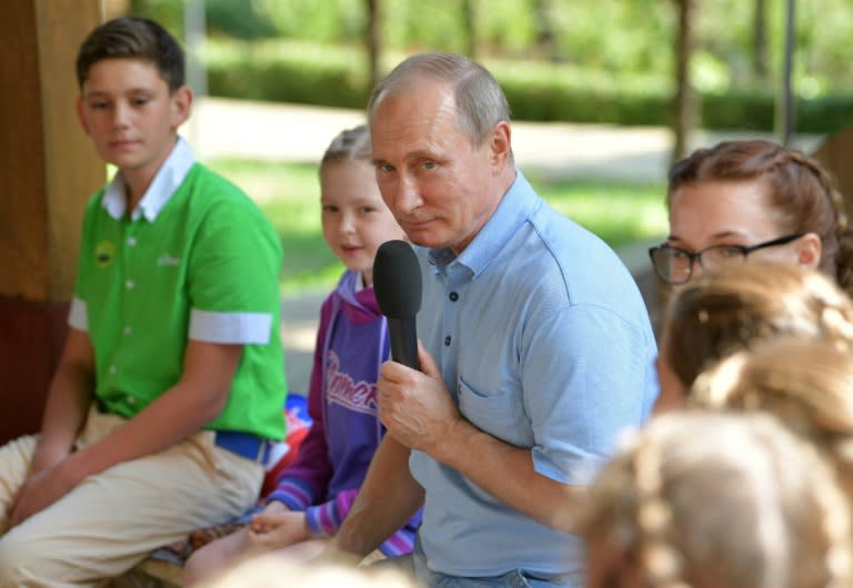 Russian President Vladimir Putin visits the Artek international children centre in Gurzuf, some 15 kms outside Yalta, Crimea, June 24, 2017