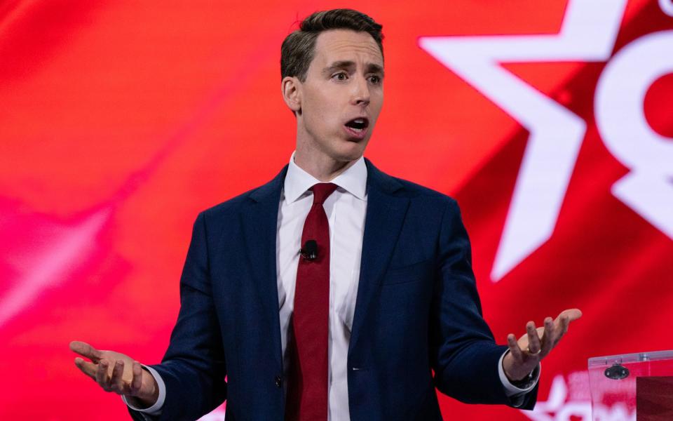 Josh Hawley, the Republican senator who supported Donald Trump's untrue claims of election fraud, also spoke - BLOOMBERG