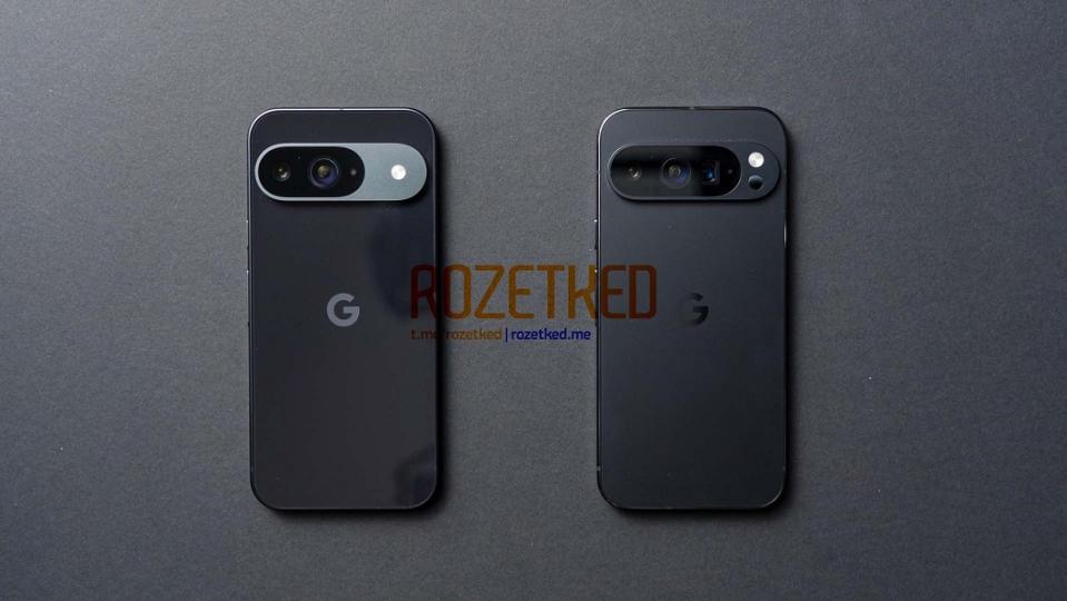 A live photo supposedly depicting the back panels of the Pixel 9 and 9 Pro.