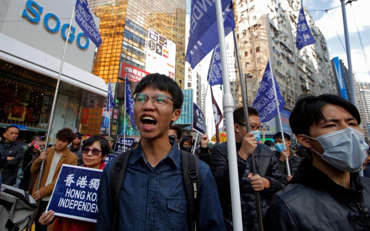 Tony Chung at a 2019 pro-independence demonstration - Kin Cheung/AP