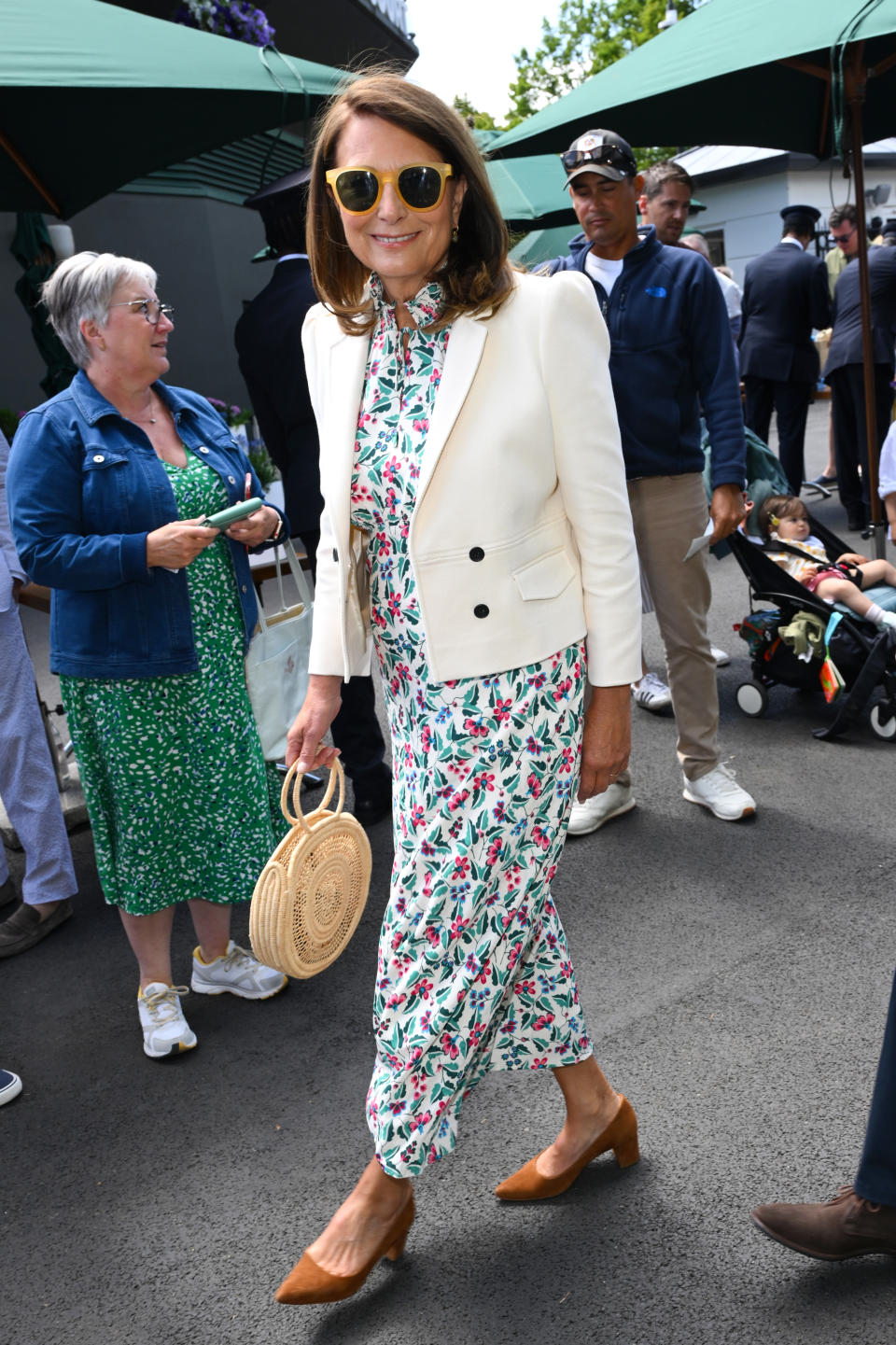 LONDON, ENGLAND - JULY 04: Carole Middleton attends day four of the Wimbledon Tennis Championships at the All England Lawn Tennis and Croquet Club on July 04, 2024 in London, England. (Photo by Karwai Tang/WireImage)