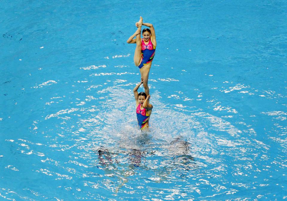 Bronze medallists of North Korea perform in the Teams Free Routine synchronised swimming final during the 17th Asian Games in Incheon