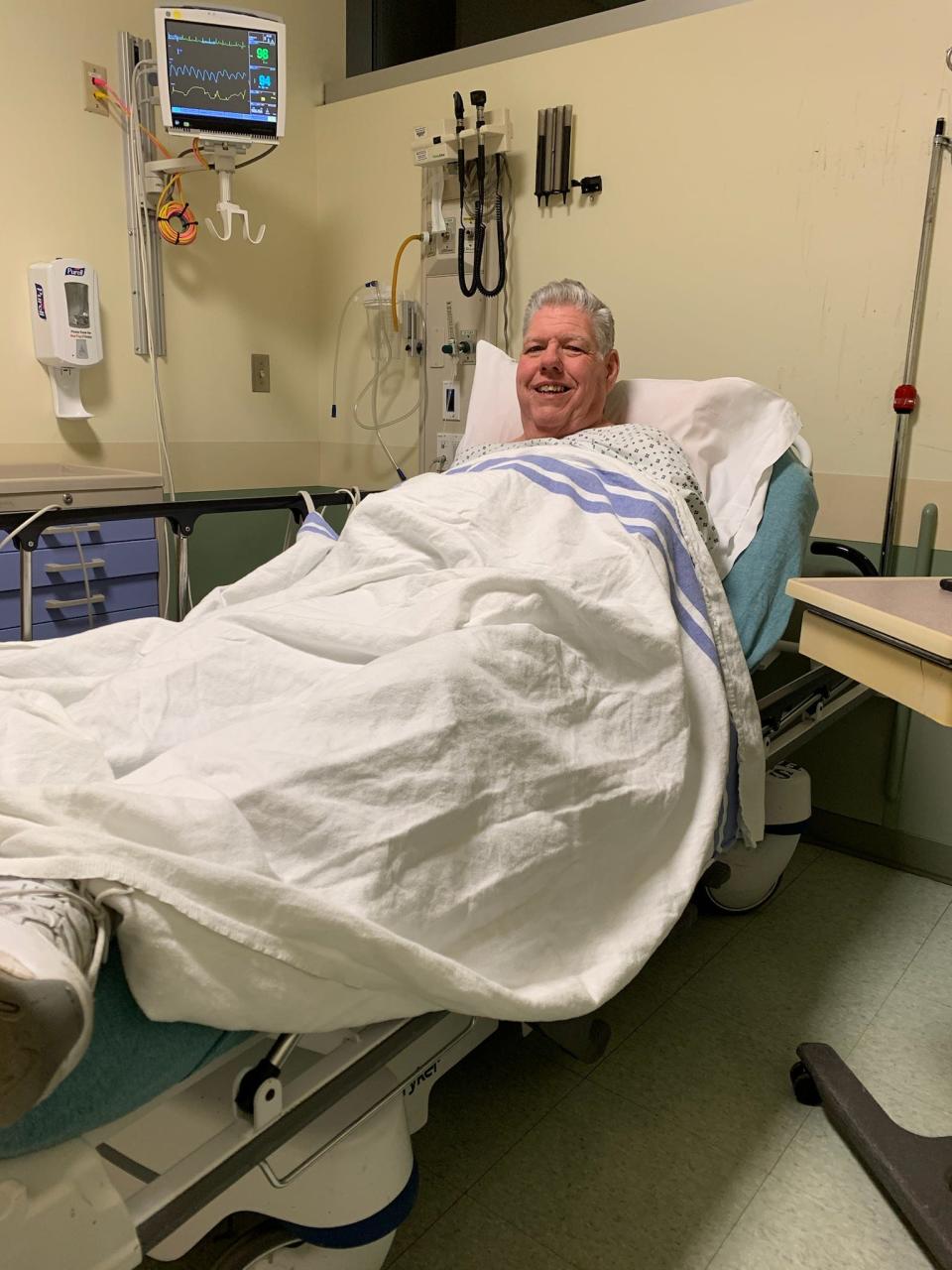 Daily News columnist and longtime reporter Jim Gillis smiles before receiving a kidney transplant in March 2020.