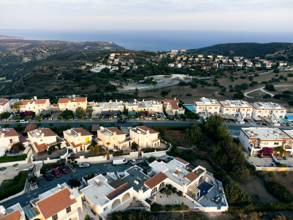 An aerial view of villas in Limassol, Cyprus.