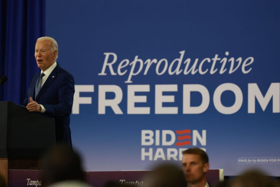 President Joe Biden speaks during a campaign stop at Hillsborough Community College in Florida (Getty Images)