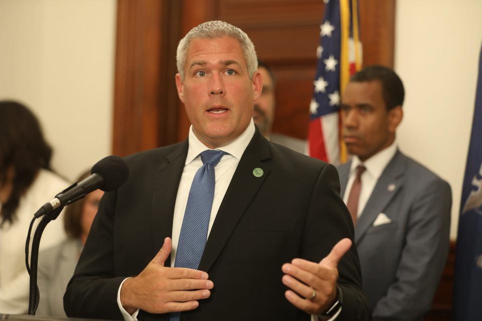 Monroe County Executive Adam Bello announces 77 asylum seekers from New York City have arrived and are staying at a downtown hotel. The housing, food and support services will be paid for by NYC.