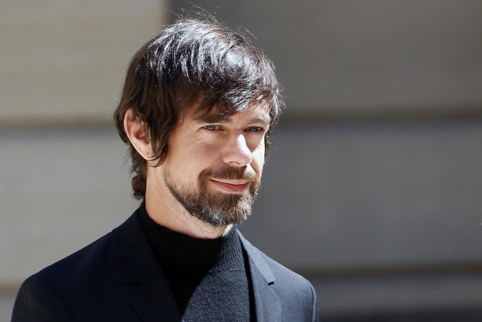 PARIS, FRANCE - MAY 15: Chief executive officer of Twitter Inc. and Square Inc. Jack Dorsey arrives to attend the "Tech for Good" Summit at Hotel de Marigny on May 15, 2019 in Paris, France. The second edition of the "Tech for Good Summit " launched by French President Emmanuel Macron in 2018 brings together more than 80 leaders of large companies, startups and players in the global digital ecosystem to discuss the contribution of technology to the common good and the collective fight against digital threats. (Photo by Chesnot/Getty Images)