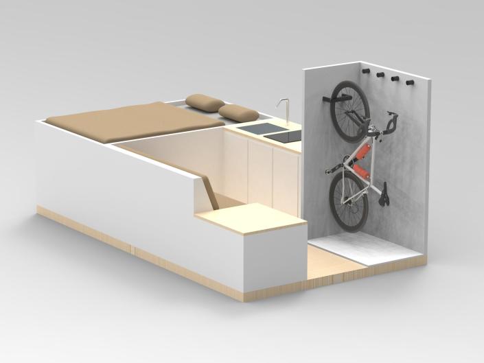 A rendering of the layout inside Grounded&#39;s camper van