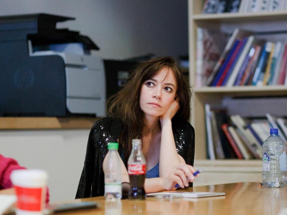 woman thinking think meeting upset quiet thoughtful ponder work worker girl office