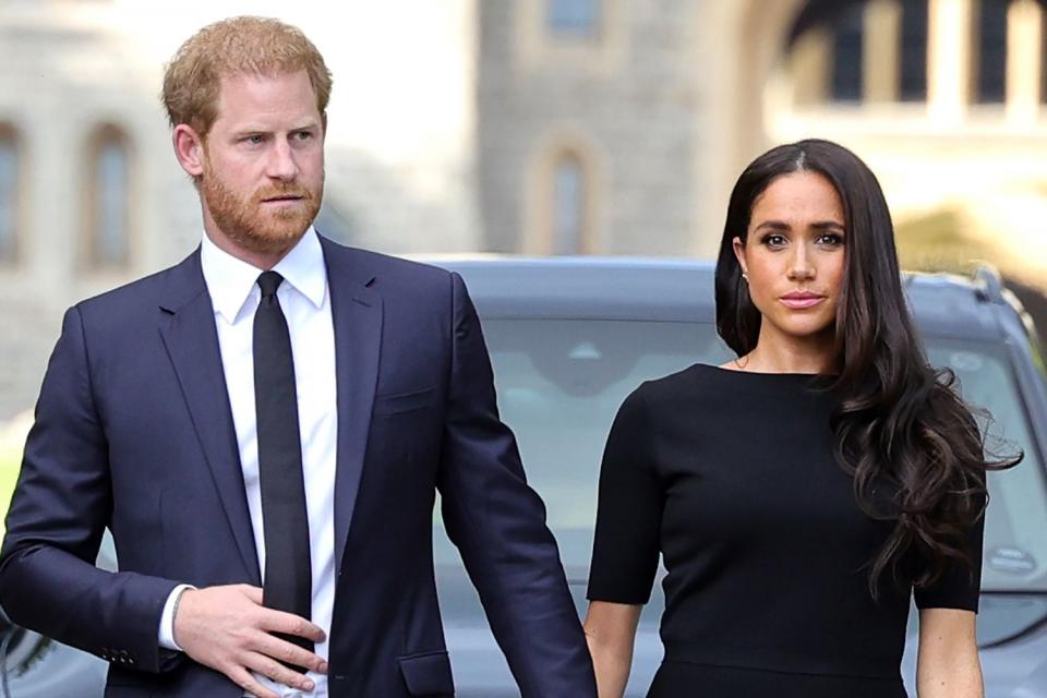 <p> Chris Jackson/Getty </p> Prince Harry and Meghan Markle in Windsor, England in September 2022.