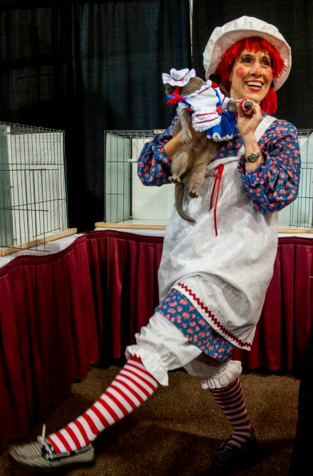 This owner and their cat wore matching red, blue and white as Raggedy Ann and Andy during a previous year's costume contest.