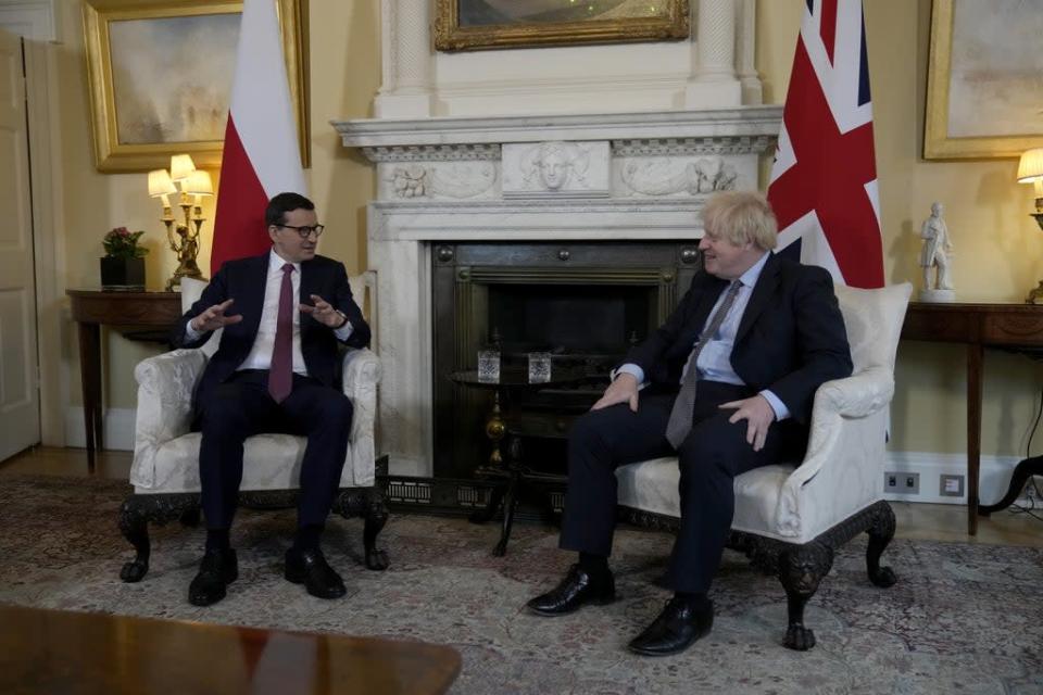 Boris Johnson and Mateusz Morawiecki held talks at 10 Downing Street (Matt Dunham/PA) (PA Wire)