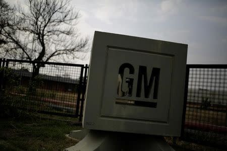 The GM logo is seen at the General Motors Assembly Plant in Valencia, Venezuela April 21, 2017. REUTERS/Marco Bello