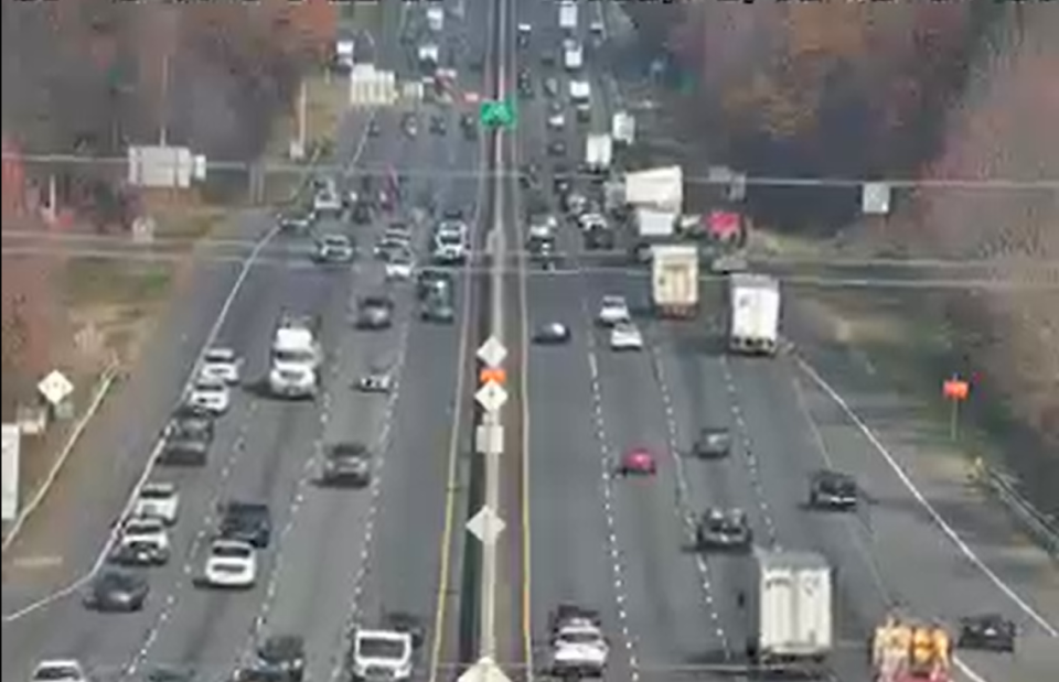 Interstate 77 at mile marker 88 in South Carolina in the Fort Mill area.