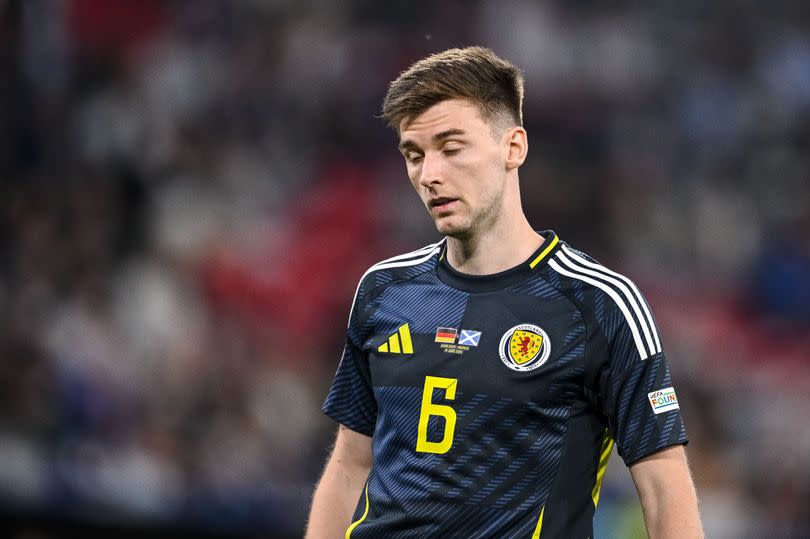 Arsenal star Kieran Tierney in action for Scotland at Euro 2024