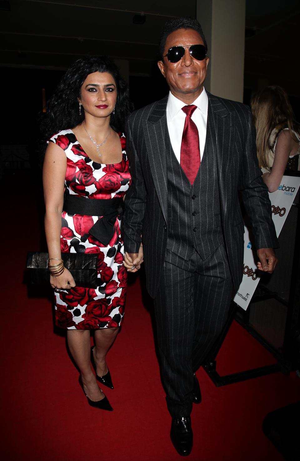 Jermaine Jackson and Alejandra Genevieve Oaziaza arriving for the 2010 Mobo Awards, at the Echo Arena, Monarchs Quay, Albert Dock, Liverpool.