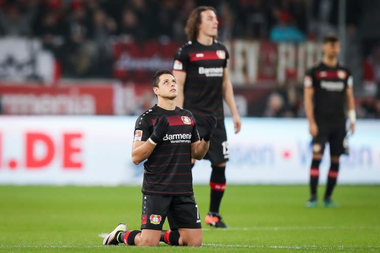 Chicharito during a recent Bundesliga loss to Ingolstadt (Getty)