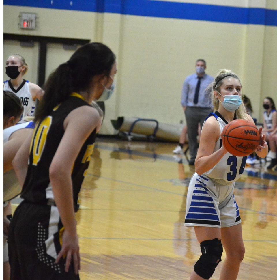 Senior guard/forward Olivia Monthei (34) also returns for the Inland Lakes varsity girls basketball team this season.